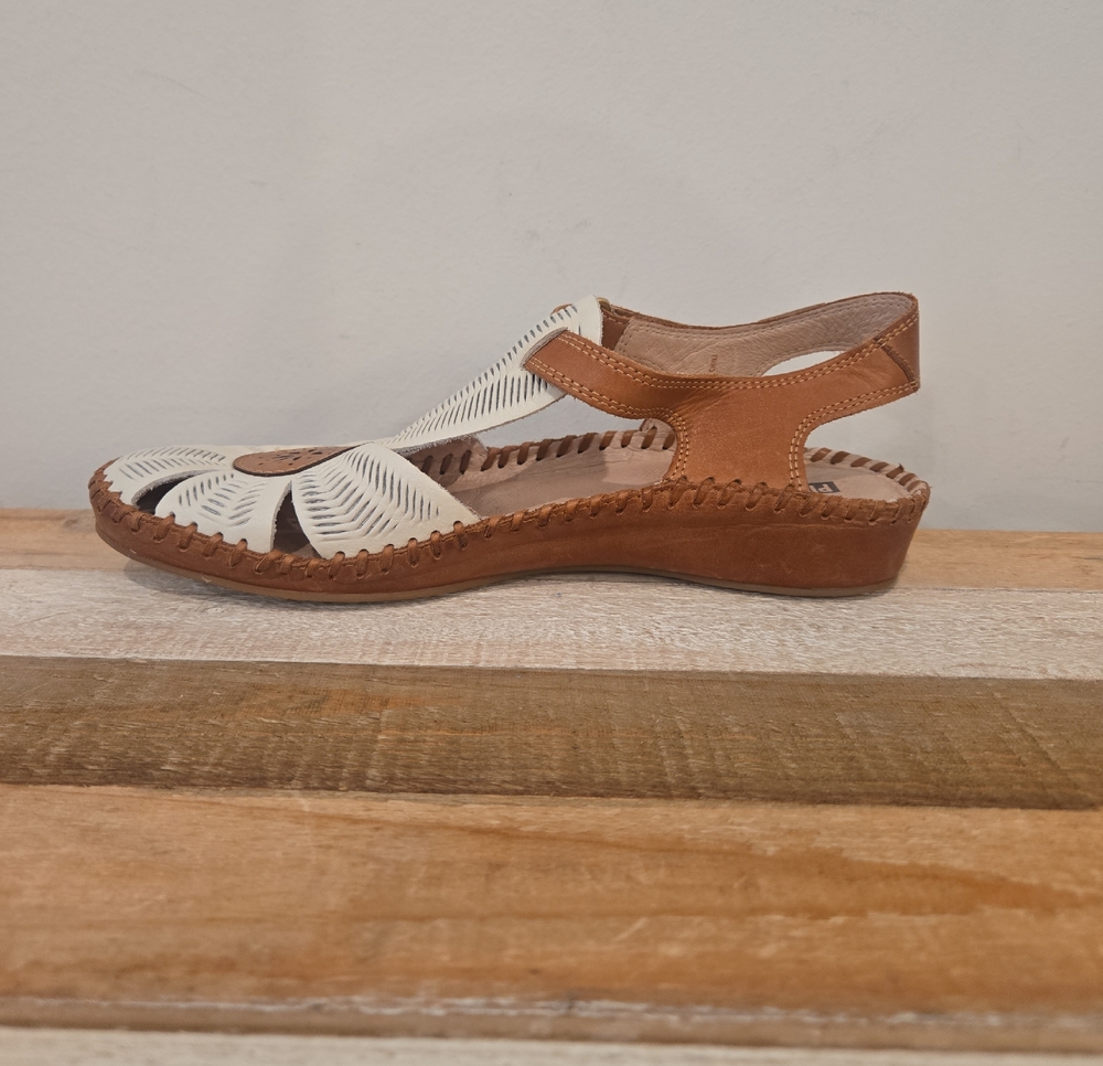 Pikolinos Puerto Vallarta T-Strap Sandals Leather Nata White Sz 38 US 7.5 - 8 - Picture 3 of 9